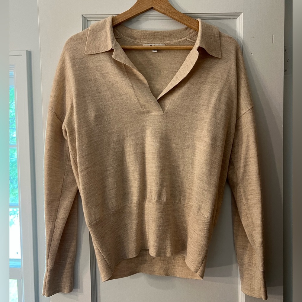 Madewell polo sweater size M - heather oatmeal